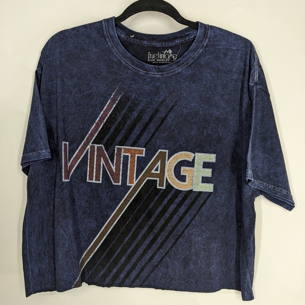 NWT TRUE VINTAGE Cropped Oversized Short Sleeve Tee